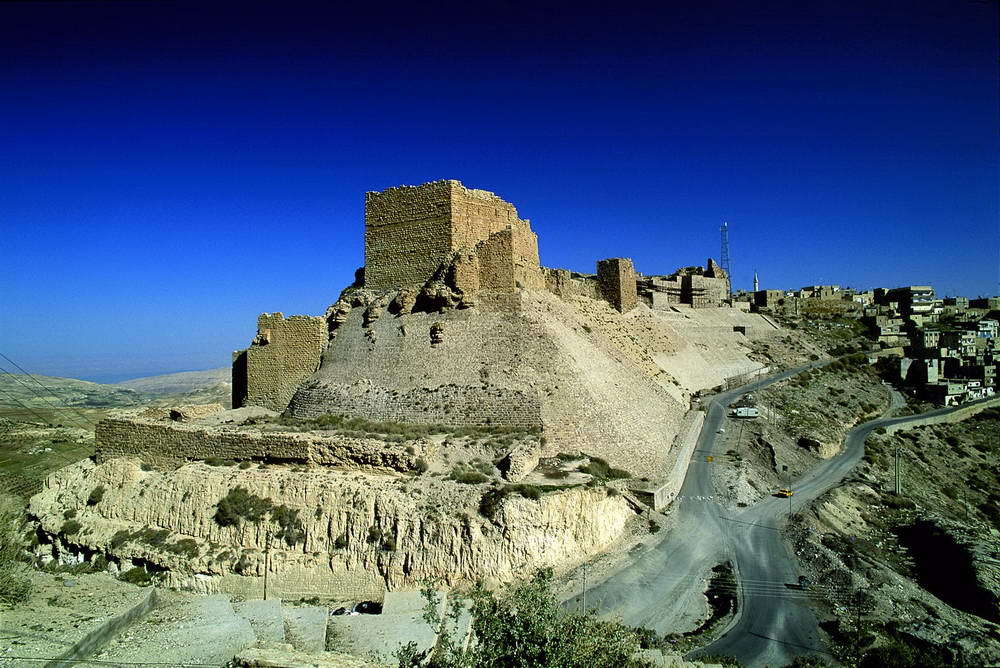 Panoramic view of Jordan’s desert landscape from Shobak Castle